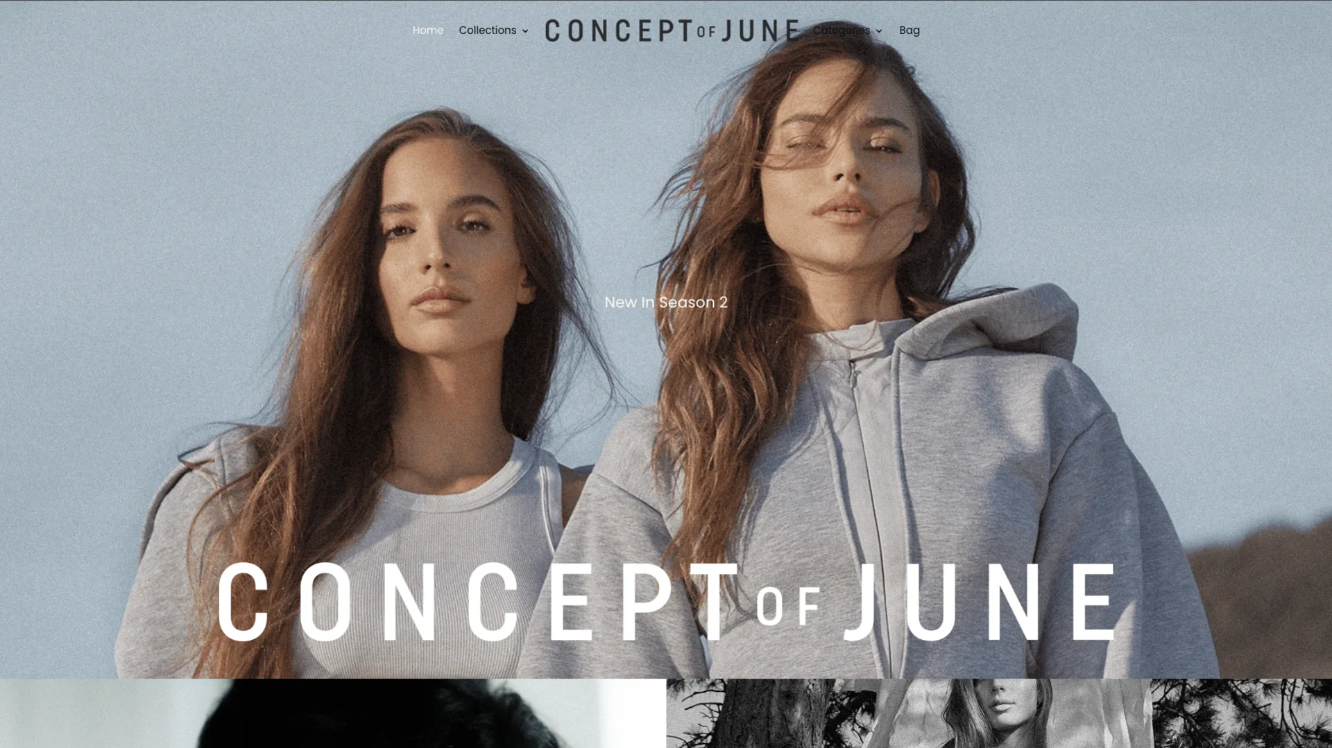 A Concept of June weboldalának prémium megjelenése, amely egyedi webdesign megoldást mutat be.