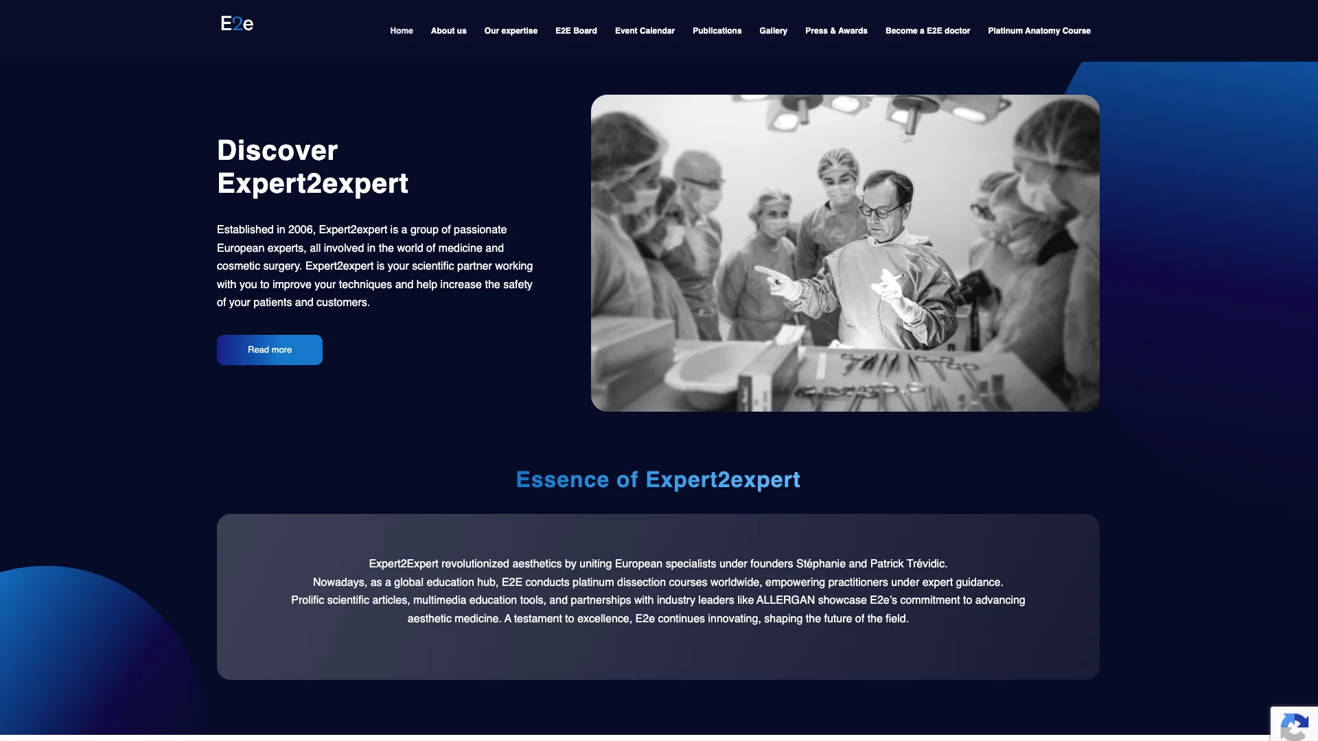 Modern orvosi edukációs platform szakmai tartalmakkal és online képzési rendszerrel.
